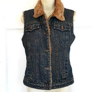 GAP vintage faux fur lined denim vest